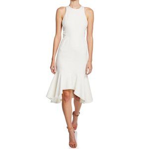 Halston Sleeveless Flounce-Hem Dress with Twist Detail Chalk, 2